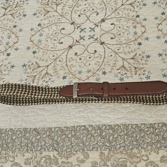 Vintage Genuine Leather Men's Belt With Cord Braids Size 34 - Picture 10 of 12